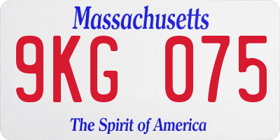 MA license plate 9KG075