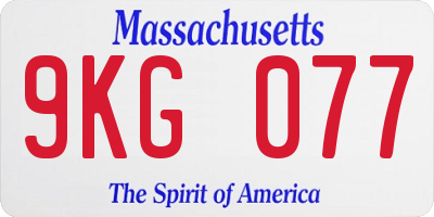 MA license plate 9KG077