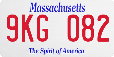 MA license plate 9KG082