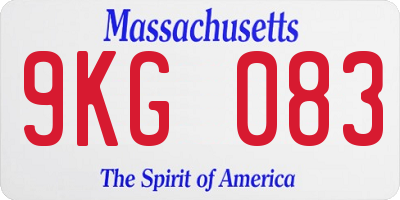 MA license plate 9KG083