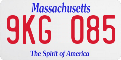 MA license plate 9KG085
