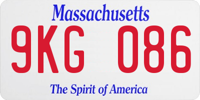 MA license plate 9KG086