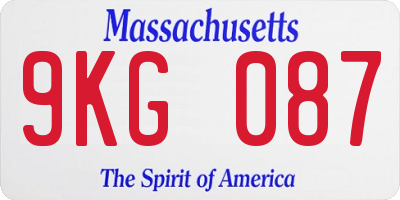 MA license plate 9KG087