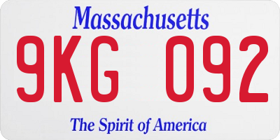 MA license plate 9KG092