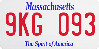 MA license plate 9KG093