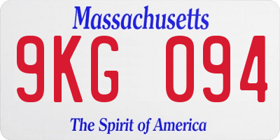 MA license plate 9KG094