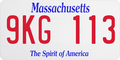 MA license plate 9KG113