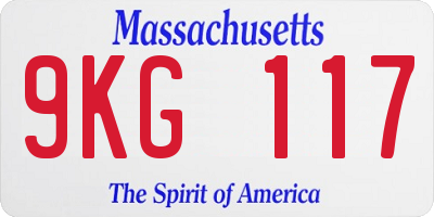 MA license plate 9KG117