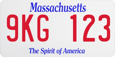 MA license plate 9KG123