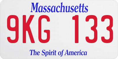 MA license plate 9KG133