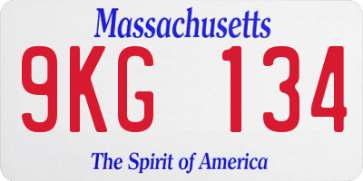 MA license plate 9KG134
