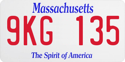 MA license plate 9KG135