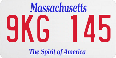 MA license plate 9KG145