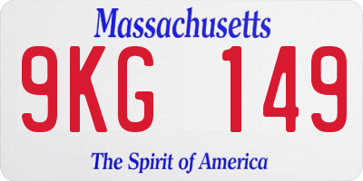MA license plate 9KG149