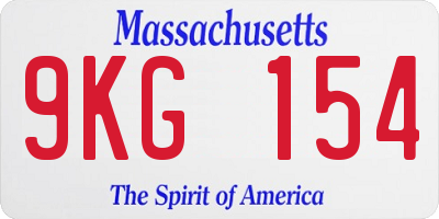 MA license plate 9KG154