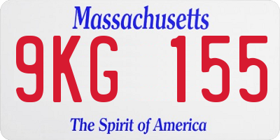 MA license plate 9KG155