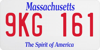 MA license plate 9KG161