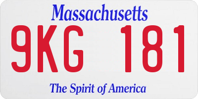 MA license plate 9KG181