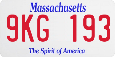 MA license plate 9KG193