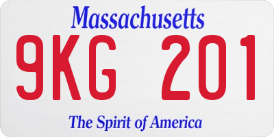 MA license plate 9KG201