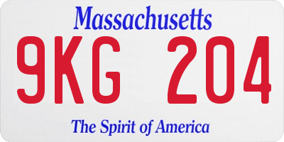MA license plate 9KG204