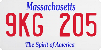MA license plate 9KG205