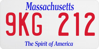 MA license plate 9KG212