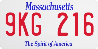 MA license plate 9KG216