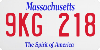 MA license plate 9KG218