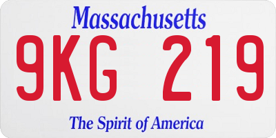 MA license plate 9KG219