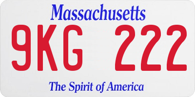 MA license plate 9KG222