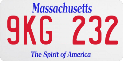 MA license plate 9KG232