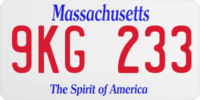 MA license plate 9KG233