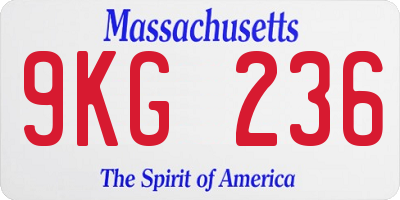 MA license plate 9KG236