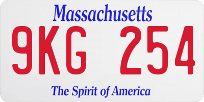 MA license plate 9KG254