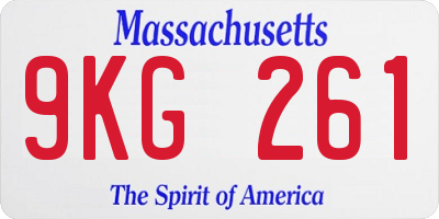 MA license plate 9KG261