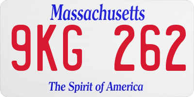 MA license plate 9KG262
