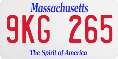 MA license plate 9KG265
