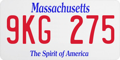 MA license plate 9KG275