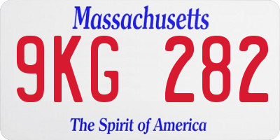 MA license plate 9KG282