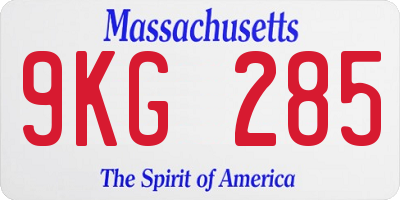 MA license plate 9KG285