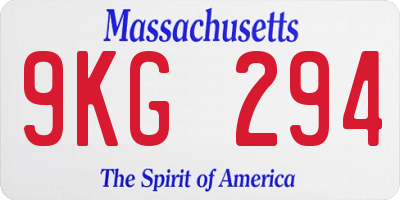 MA license plate 9KG294