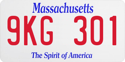 MA license plate 9KG301