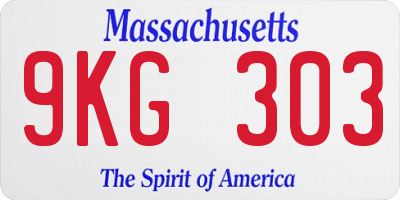 MA license plate 9KG303