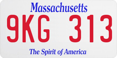 MA license plate 9KG313
