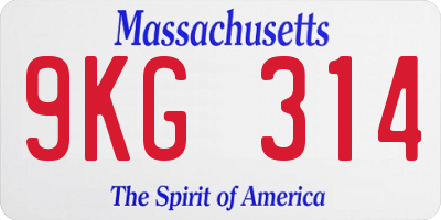MA license plate 9KG314