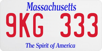 MA license plate 9KG333