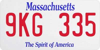MA license plate 9KG335