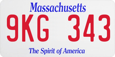 MA license plate 9KG343