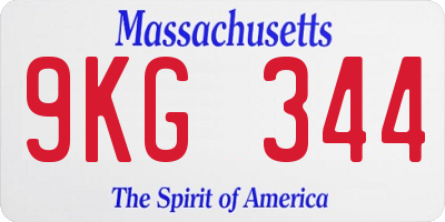 MA license plate 9KG344